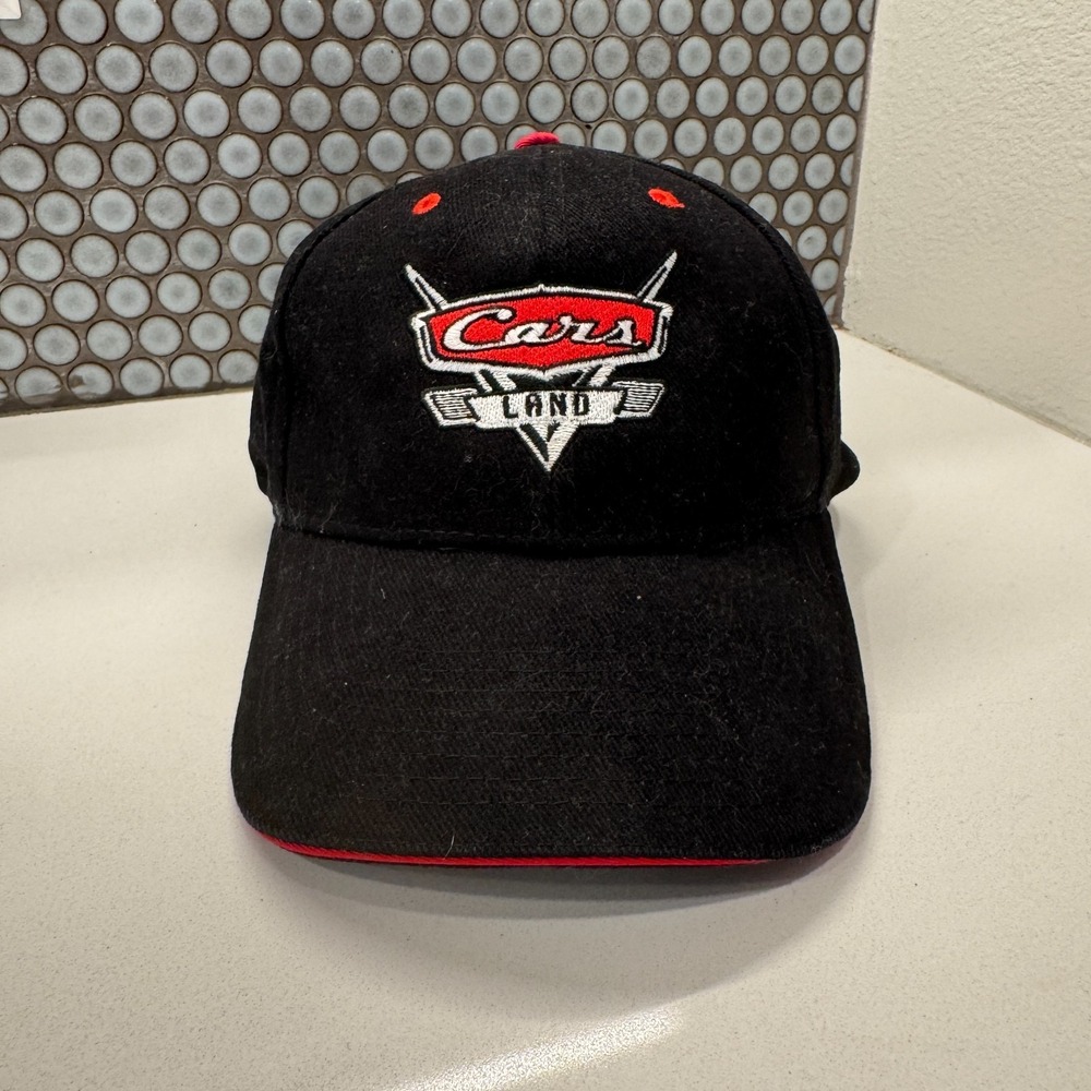 Disney Pixar Cars Hat Cap 2006 Black Strap Back Mens Vintage Black Red